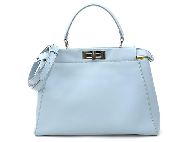 Sac à main en cuir bleu clair Fendi Peekaboo  ref.1510619