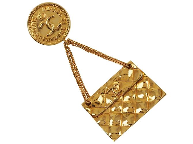 Vintage Goldplattierte Brosche von Chanel Golden