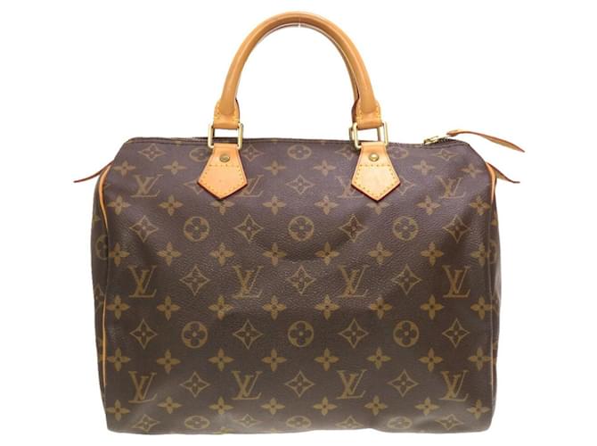 Sac à main Louis Vuitton Monogram Speedy 30 Cuir vernis Marron  ref.1510824