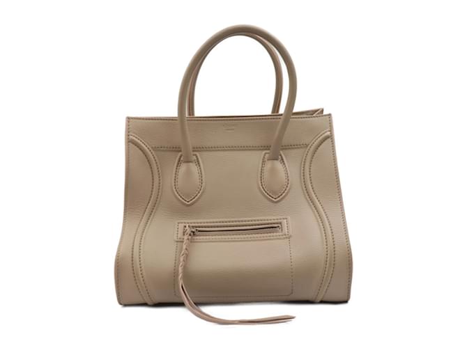 Céline Sac à main Phantom Celine Small Square Luggage Cuir Beige  ref.1510916