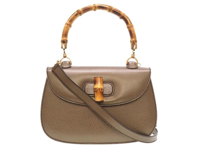 Gucci Bamboo Leather Handbag Bronze  ref.1511027