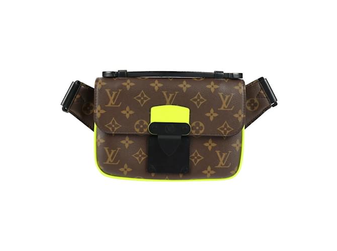 Bolsa de cintura Slingback S Lock da Louis Vuitton Marrom Preto Amarelo Monograma Couro envernizado  ref.1511188