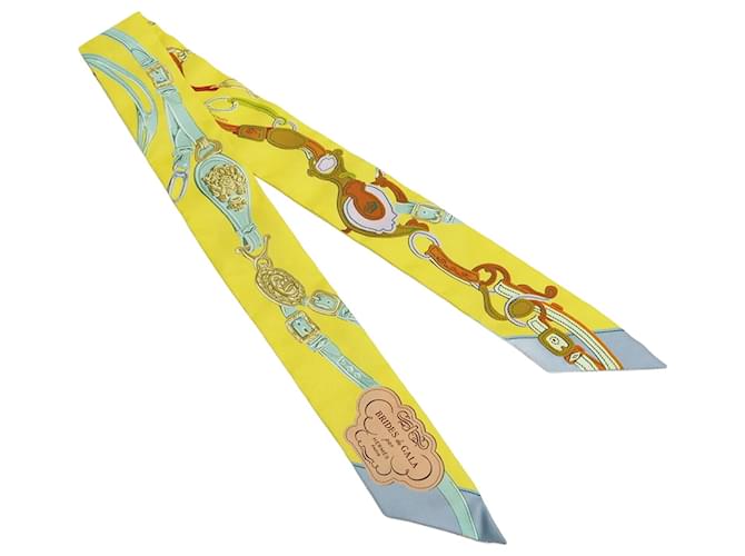 Hermès Hermes Twilly Scarf in Yellow Silk  ref.1511205