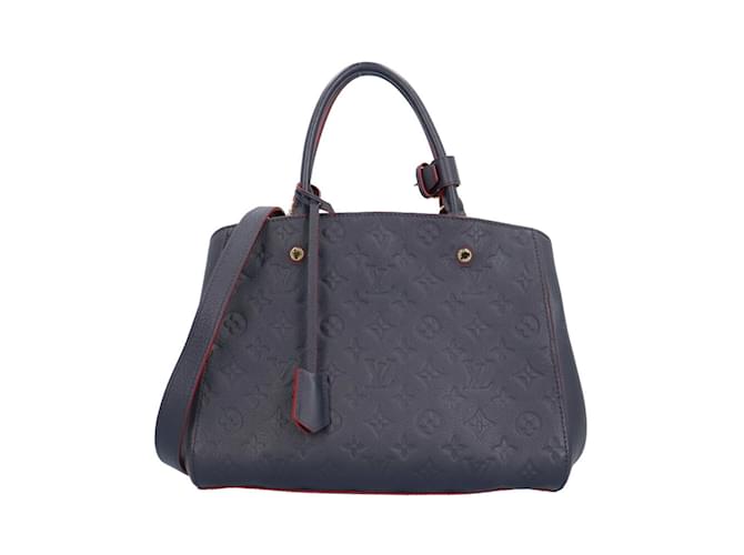 Louis Vuitton Montaigne MM Monogram Empreinte Shoulder Bag Navy