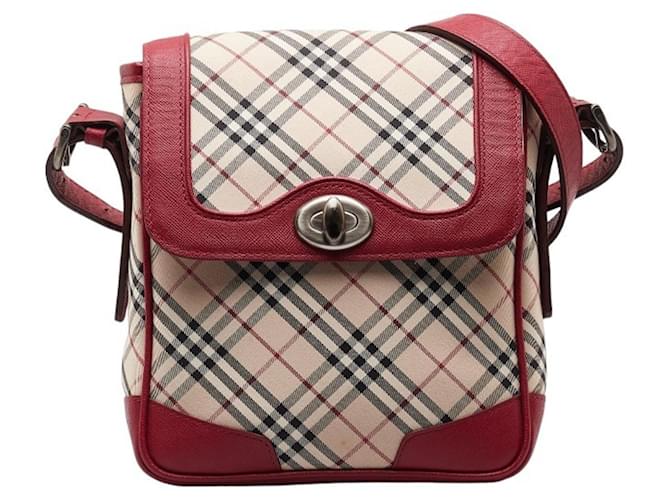 Bolso de Hombro Burberry Nova Check Roja Beige Lienzo  ref.1511450