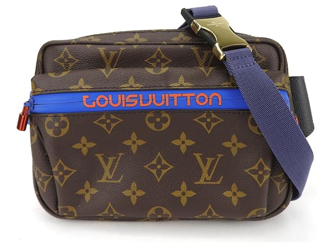 Riñonera Monogram Louis Vuitton Castaño Azul Charol  ref.1511452