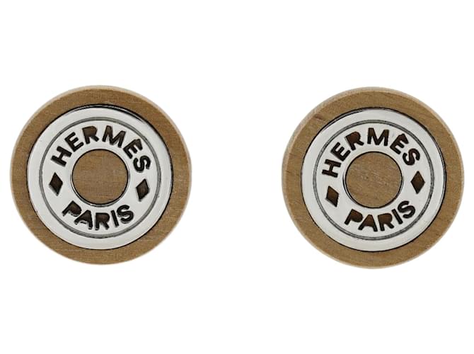 Hermès Hermes Silver Wood Clip Earrings Silvery  ref.1511557