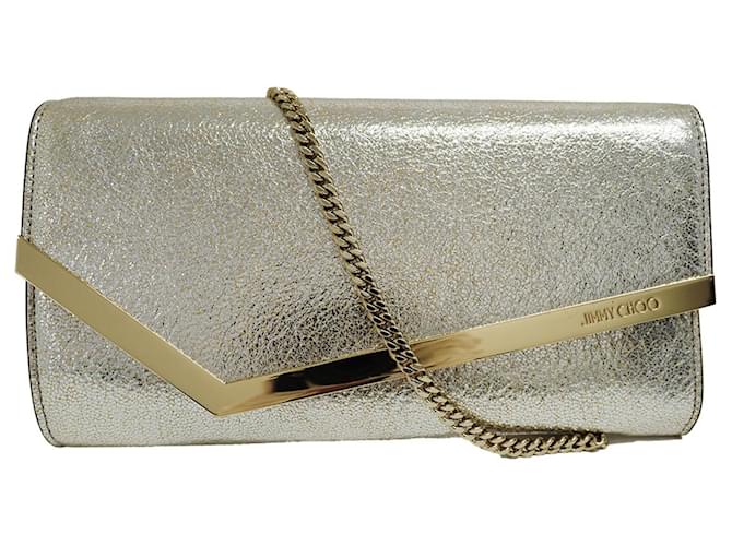 Bolsa Clutch Emmie da Jimmy Choo Dourado Couro  ref.1511666