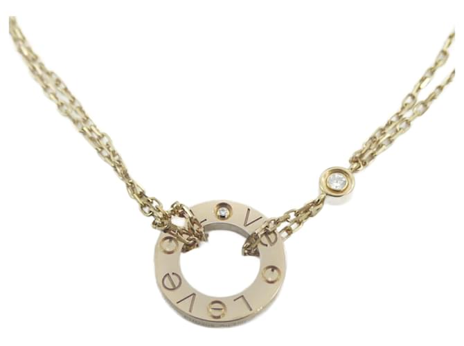 Cartier K18PG LOVE Necklace with Diamond in Pink Gold Golden  ref.1511672