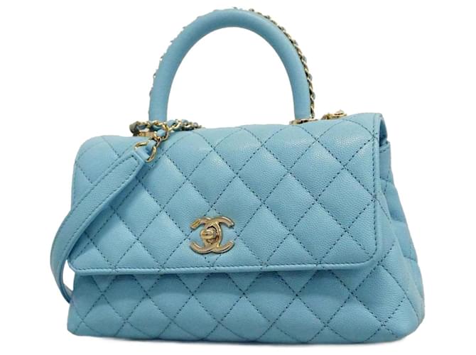 Classique Sac à main en cuir caviar bleu clair Chanel  ref.1511778