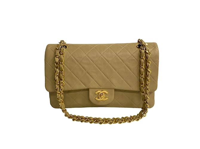 Bolso de mano Chanel Matelassé Double Flap Beige Cuero  ref.1511915