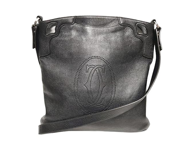 Bolso de Hombro Cartier Marcello L1001203 Negro Cuero  ref.1512014