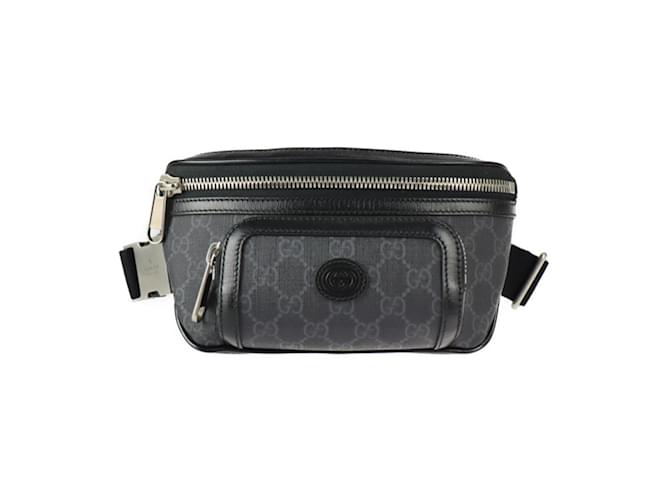 Gucci GG Supreme Canvas Leather Fanny Pack Brown Black Cloth  ref.1512462