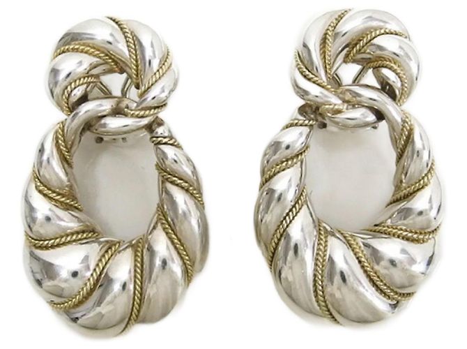 Tiffany & Co Pendientes combinados en forma de anillo de cuerda retorcida Tiffany