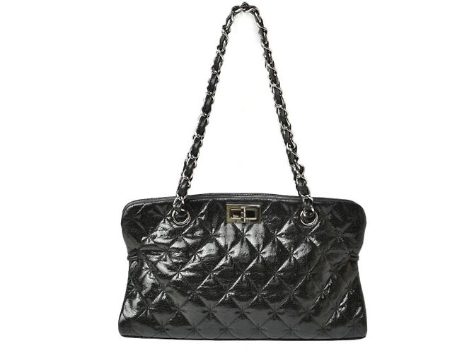 Chanel schwarze lackleder Tragetasche