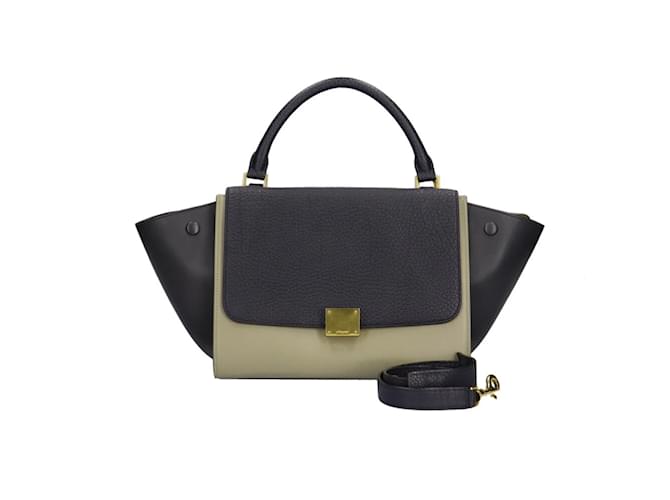 Céline Sac à main Trapeze de Celine Beige Bleu Marine  ref.1512810