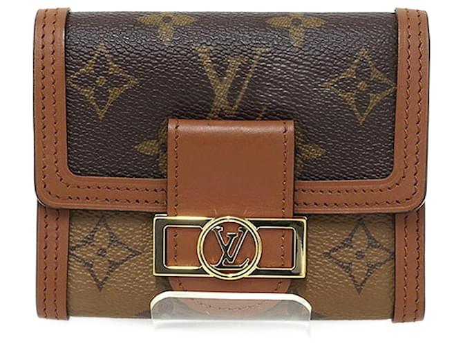Louis Vuitton Portefeuille Dauphine Coin Purse Black Light brown Cloth  ref.1512838