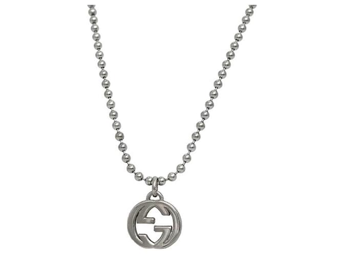 Gucci Silver Interlocking Necklace Silvery  ref.1512866