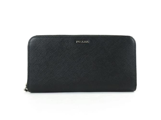 Monedero de cuero negro Prada  ref.1512901