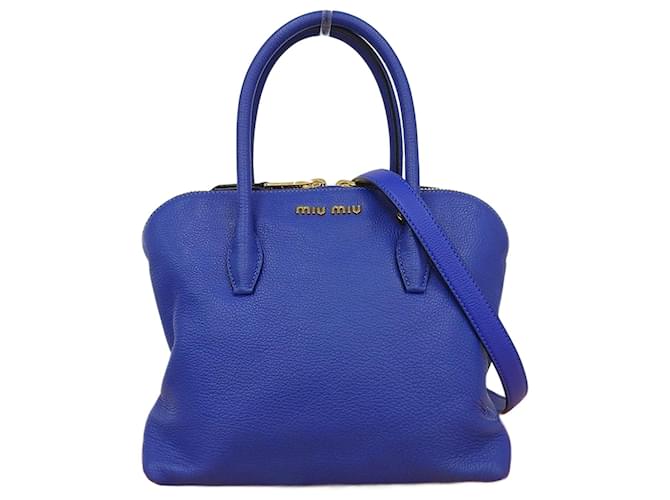 Bolsa de couro Madras Miu Miu Azul  ref.1512977