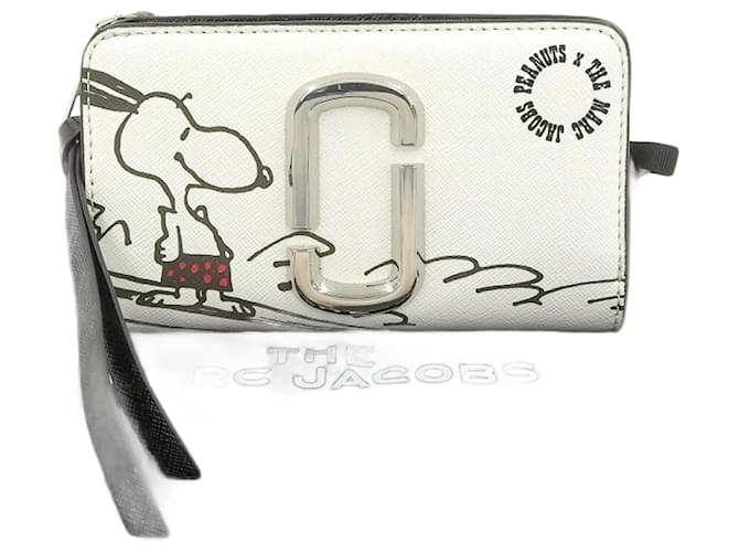 Portefeuille bi-fold Marc Jacobs x Peanuts Snoopy Toile Noir Blanc Bleu  ref.1512999