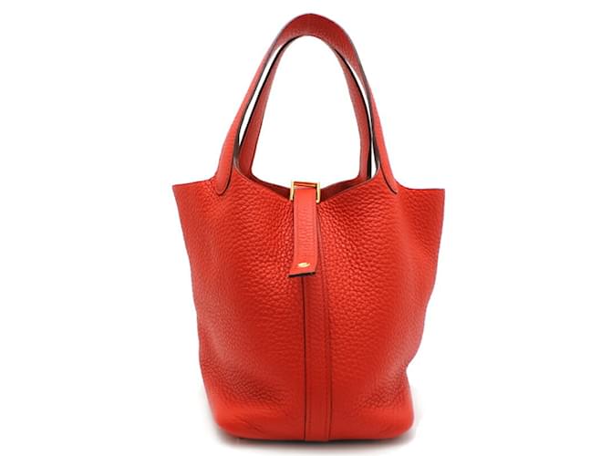 Hermès Sac à main Hermes Picotin Lock PM Cuir Rouge  ref.1513042