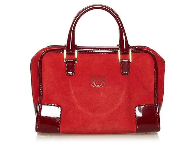 Loewe Amazona Handbag Red Suede Leather  ref.1513080