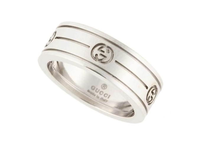 Anello a fascia Interlocking G di Gucci D'oro Oro bianco  ref.1513115