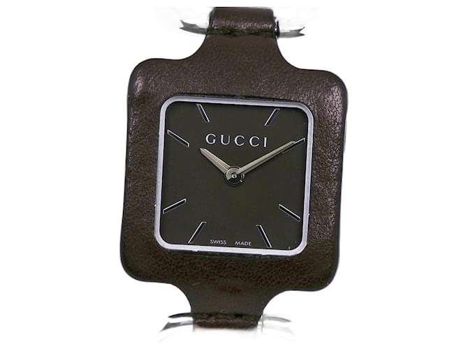 Gucci Square Face Watch YA130.5 Brown Silvery  ref.1513437