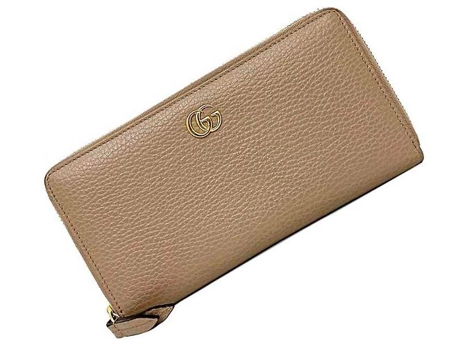 Marmont Cartera larga de cuero rosa beige Gucci