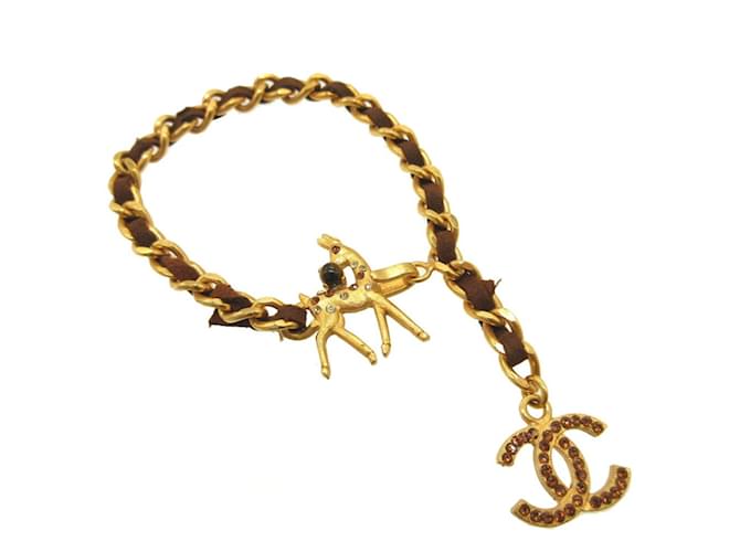 Bracelet en métal doré avec chaîne en pierre colorée Bambi Cocomark 01A de Chanel Marron  ref.1513624