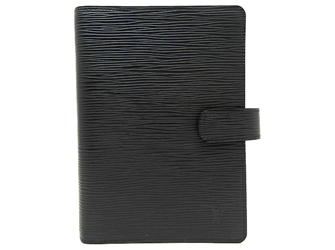 Louis Vuitton Epi Personal Size Planner Cover Noir Agenda MM R20042 Black Leather  ref.1513654