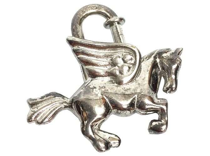 Hermès Pingente Charm de Colar Cadena Pegasus Hermes Prata