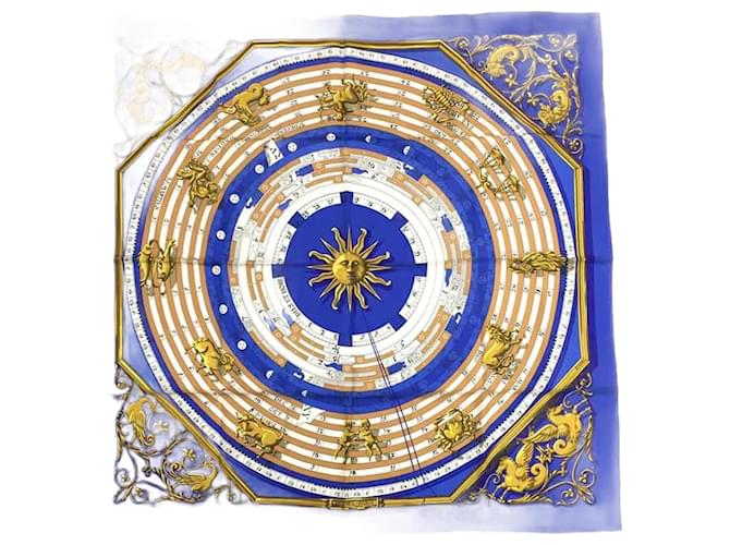 Hermès Hermes Blue Silk Scarf with Astrology Constellation Pattern  ref.1513690