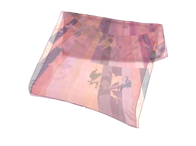 Hermès Étole Mousseline Galop Chromatique en Soie Hermes Rose Violet  ref.1513698