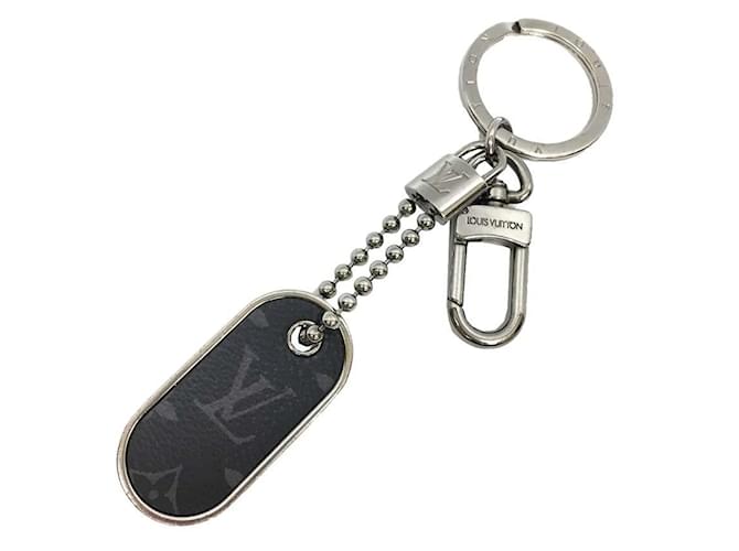 Louis Vuitton Monogram Eclipse Portocle Tab ID Keychain Black Silvery Metal  ref.1513726