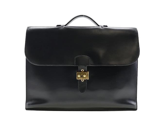 Hermès Hermes Sac Adepeche 40 Business Bag Black Pony-style calfskin  ref.1513840