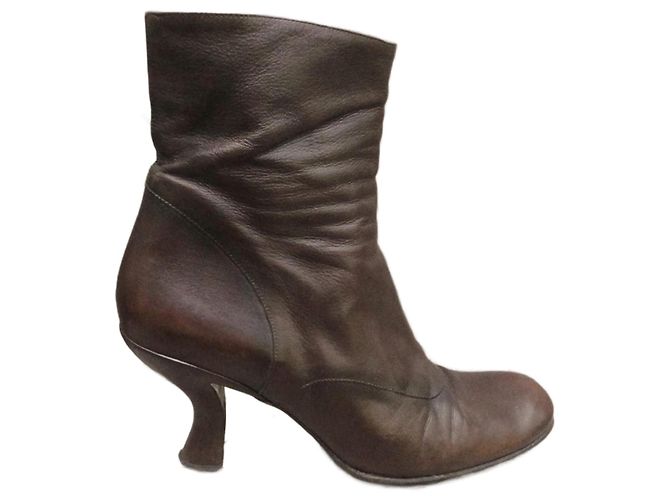 Free Lance Ankle Boots Leather Dark Brown