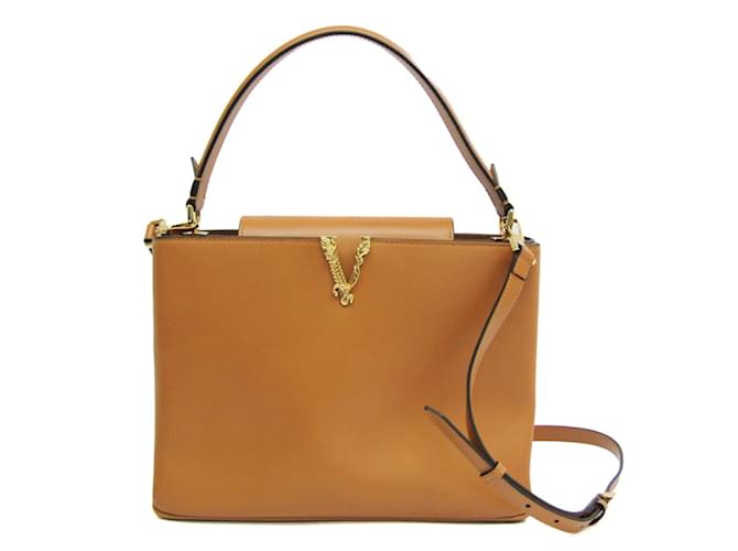 Bolsa de couro Virtus para mulheres da Versace Marrom  ref.1513883