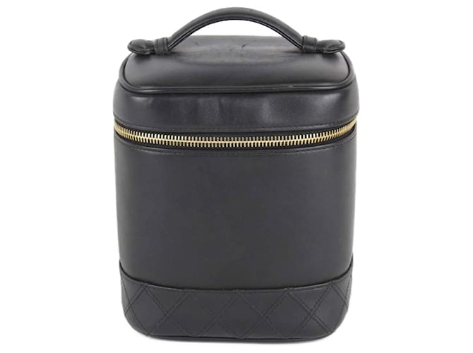 Vanity Bolsa de vaidade de couro preto Chanel  ref.1514021