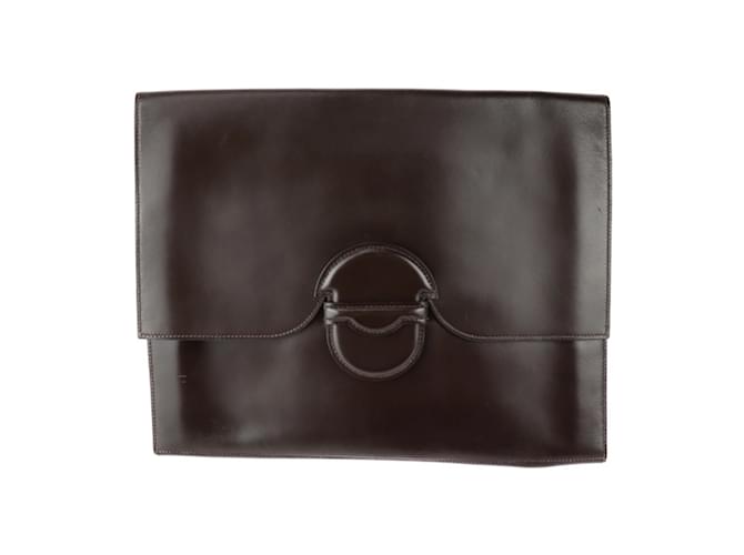 Hermès Hermes Faco GM 35 Clutch Bag Dark brown Pony-style calfskin  ref.1514150