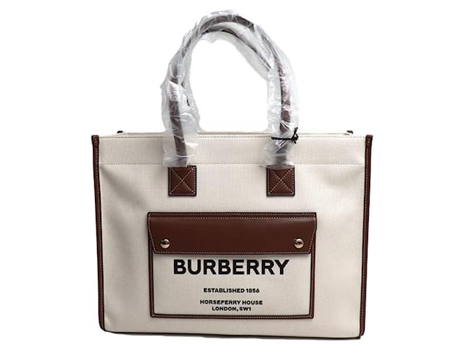 Bolso Tote Freya Mediano de Burberry Cuero Lienzo  ref.1514232