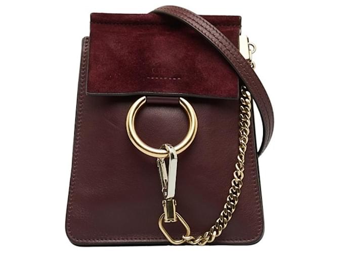 Bolsa de Ombro Chloé Faye em Couro Vermelho Vinho Bordeaux  ref.1514254