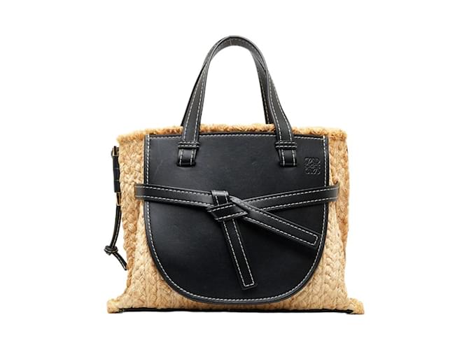 Loewe Anagram Gate Handbag Black Beige Leather  ref.1514381