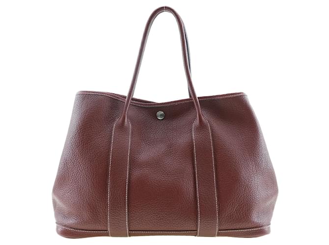 Sac Tote Garden Party PM d'Hermès Cuir Rouge  ref.1514416