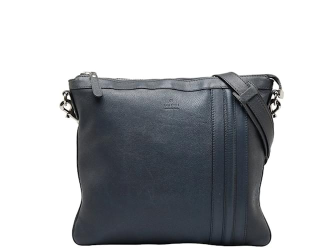 Gucci Abbey Navy Leather Shoulder Bag Navy blue  ref.1514454