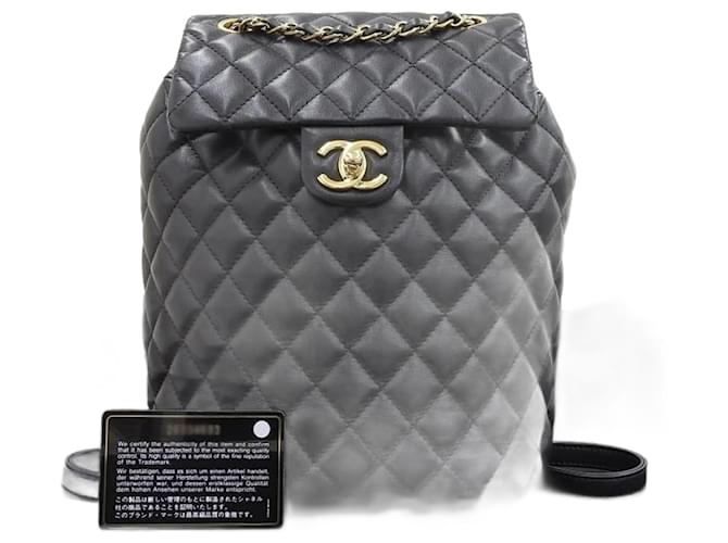 Chanel Matelasse Coco Mark Backpack Black Leather  ref.1514495