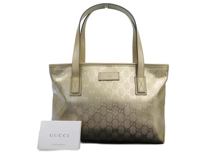 Borsa tote Gucci GG Stampata D'oro Pelle Plastica  ref.1514498