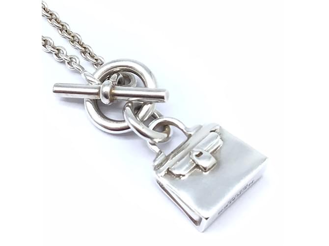 Hermès HERMES Amulet Kelly Necklace Silvery Silver  ref.1514538