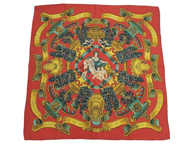 Bufanda Hermès Carré 90 Roja Verde